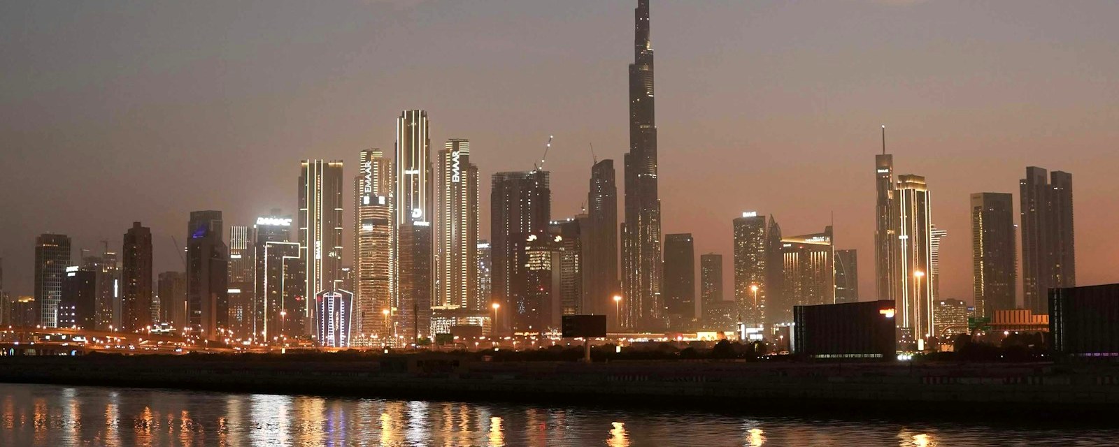 Dubai skyline at golden hour